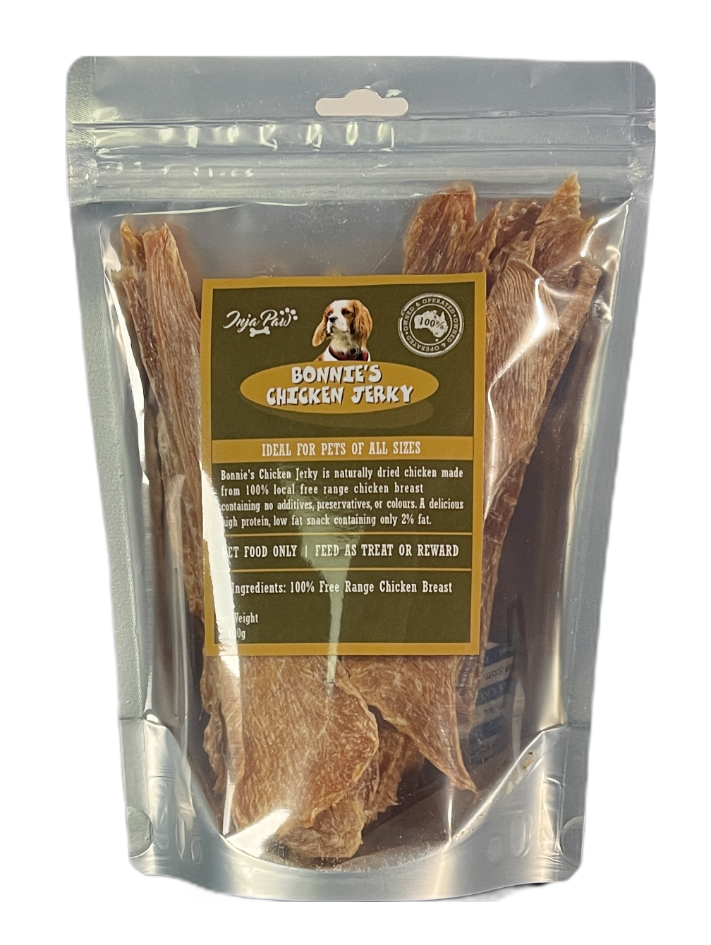Bonnie's Chicken Jerky 100g Inja Paw Pty Ltd